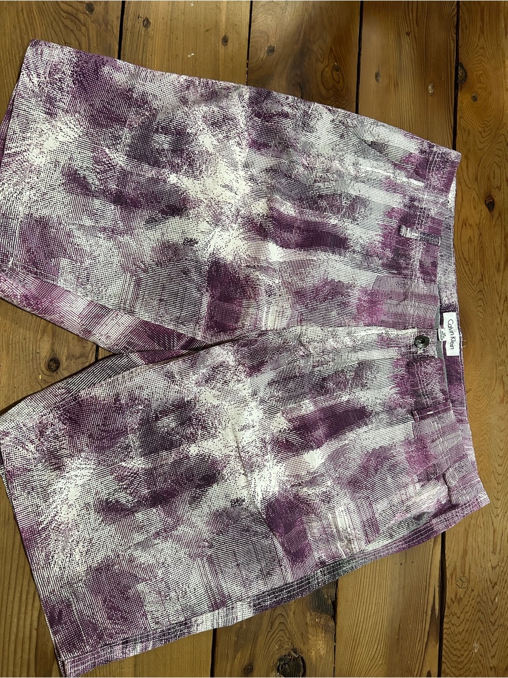 Calvin Klein Purple and White Abstract Graphic Shorts